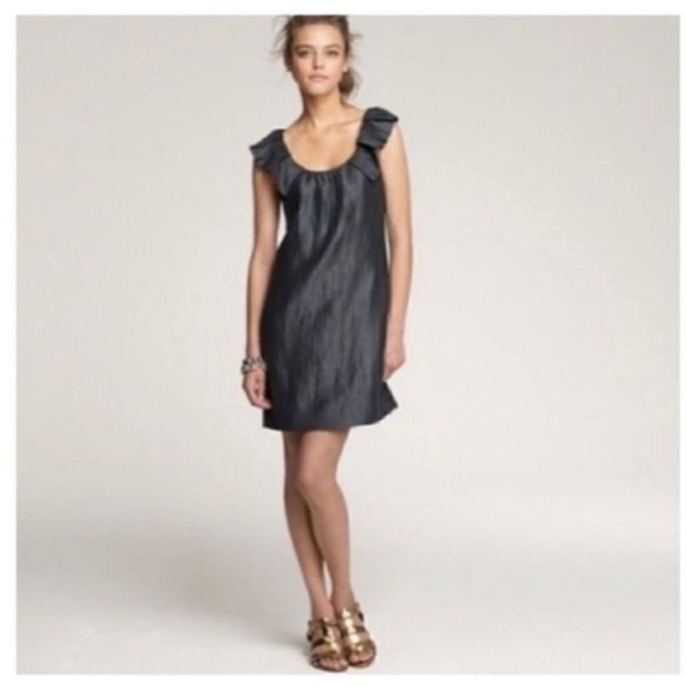 J.Crew Shift Linen Blend Rumpled Flutter Sleeves Moron Dress